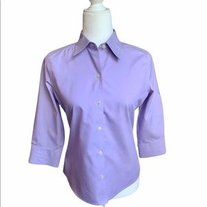 Eddie Bauer Wrinkle Resistant 3 Quarter Sleeve Petite Extra Small Lavender